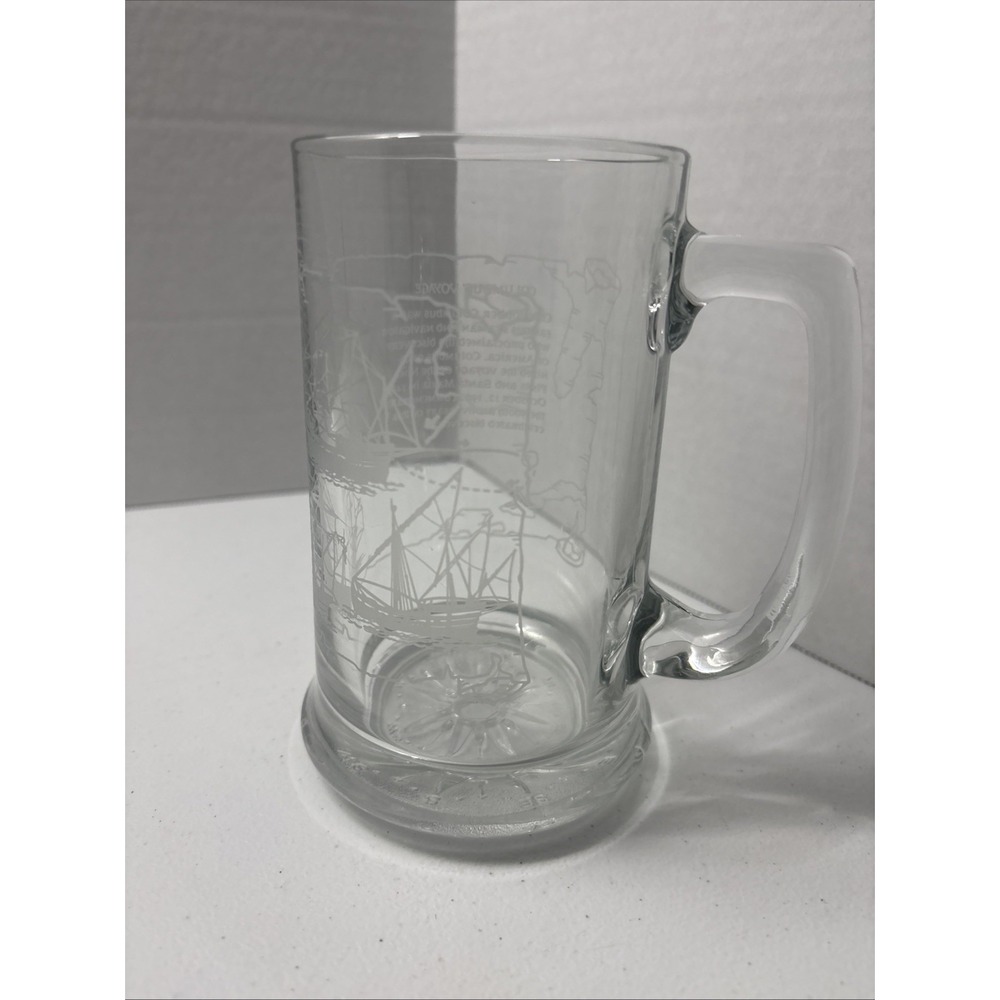 Vintage 1992 Columbus' Voyage Long John Silver's Mug Glass Tankard Stein EUC